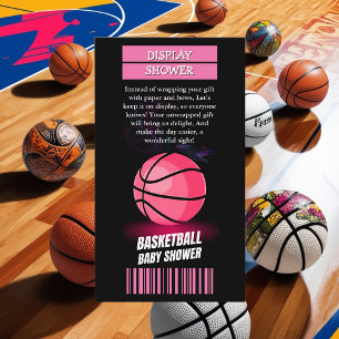 Tarjeta De Recepción Baby Shower de la boleta de baloncesto rosa modern