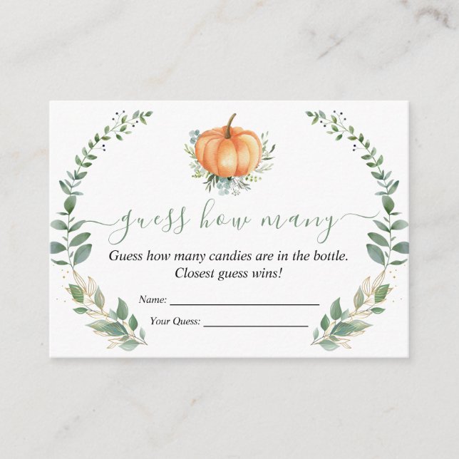 Tarjeta De Recepción Baby Shower de la vegetación de la calabaza otoñal (Anverso)