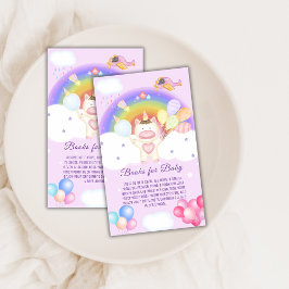 Tarjeta De Recepción Baby Shower de libros de arcoiris de Pastel Balloo