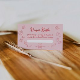 Tarjeta De Recepción Baby Shower de mano dibujada, Chica Bow Diaper Raf