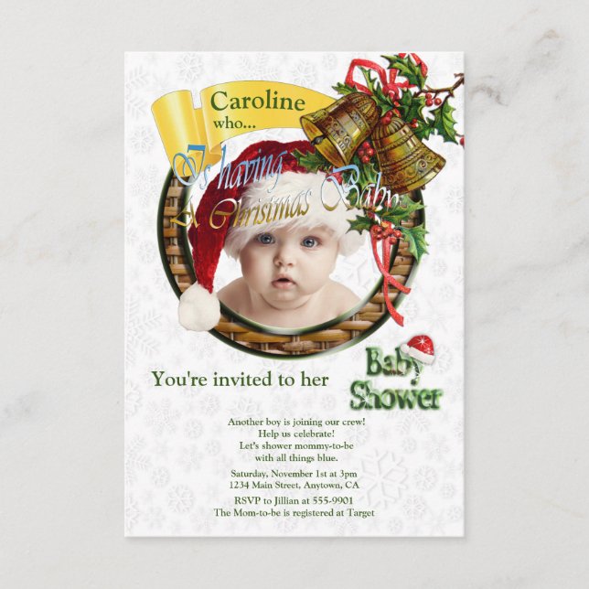 Tarjeta De Recepción Baby Shower de navidades (Anverso)