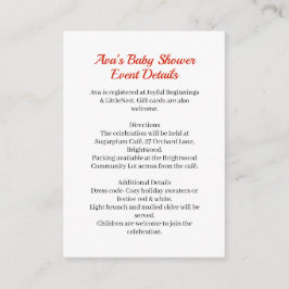 Tarjeta De Recepción Baby Shower de navidades | Ropa de Santa Rojo y Bl