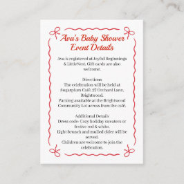 Tarjeta De Recepción Baby Shower de navidades | Ropa de Santa Rojo y Bl