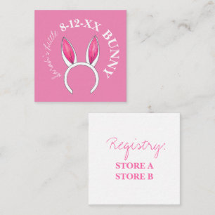 Tarjeta De Recepción Baby Shower de orejas de conejo pequeño rosado