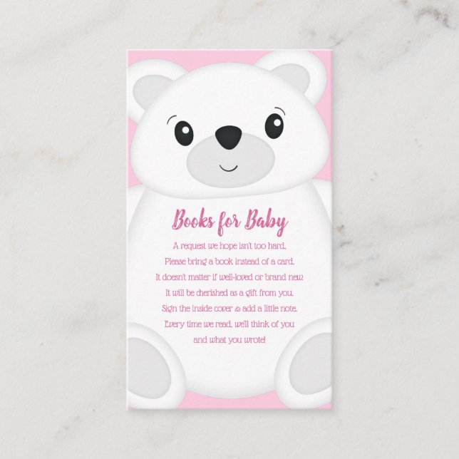Tarjeta De Recepción Baby Shower de oso polar rosa (Anverso)