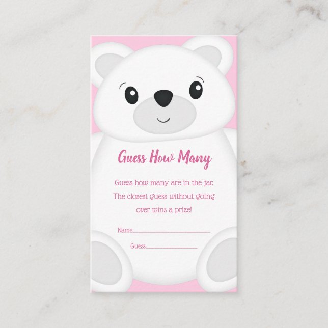 Tarjeta De Recepción Baby Shower de oso polar rosa (Anverso)