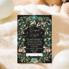 Tarjeta De Recepción Baby Shower de pañales florales de color verde bri