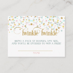 Tarjeta De Recepción Baby Shower de Pañales Rifa Twinkle Little Star