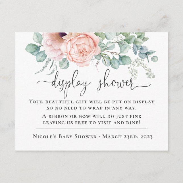 Tarjeta De Recepción Baby Shower de pantalla rosa pastel femenina (Anverso)