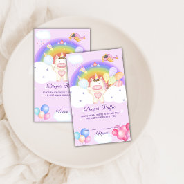 Tarjeta De Recepción Baby Shower de paracaídas Unicornio Rainbow Diaper