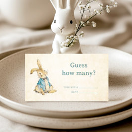 Tarjeta De Recepción Baby Shower de vintage Peter Rabbit adivina cuánto