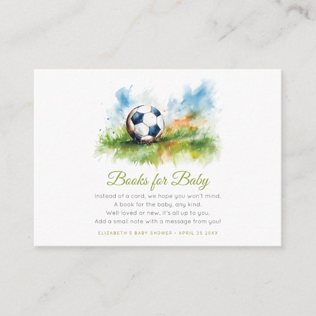 Tarjeta De Recepción Baby Shower de Watercolor Soccer (Anverso)
