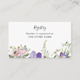 Tarjeta De Recepción Baby Shower del Registro de Flores Silvestres