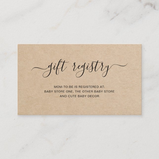 Tarjeta De Recepción Baby Shower del Registro de Regalos Neutrales de M (Anverso)