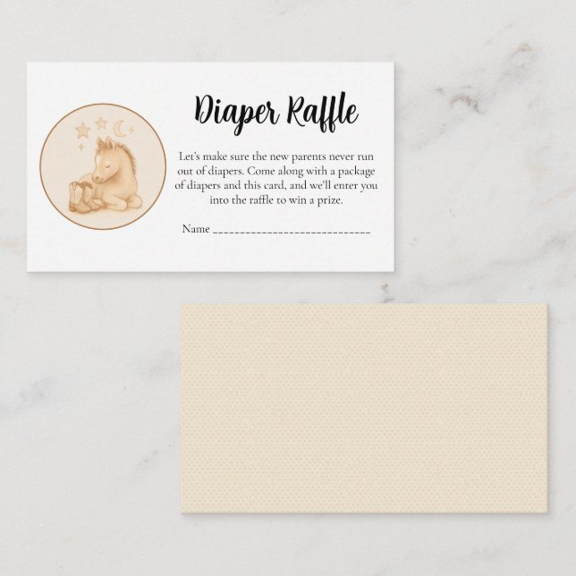 Tarjeta De Recepción Baby Shower Diaper Raffle Card – Cute Foal (Anverso / Reverso)