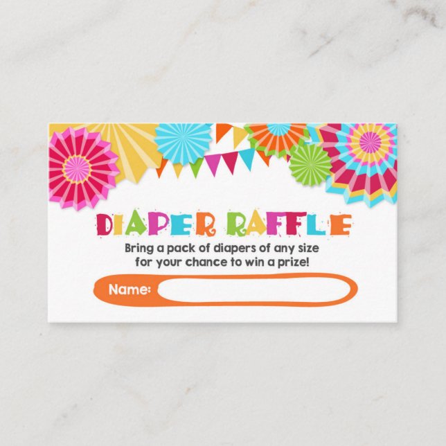 Tarjeta De Recepción Baby Shower Diaper Raffle Card Fiesta Mexican (Anverso)