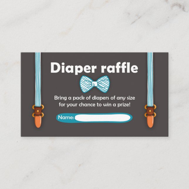 Tarjeta De Recepción Baby Shower Diaper Raffle Card Little Man (Anverso)