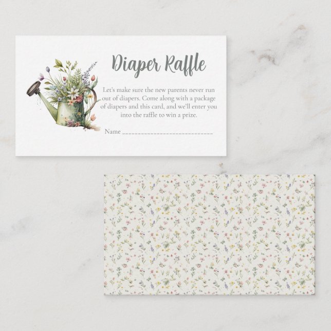 Tarjeta De Recepción Baby Shower Diaper Raffle Card - Rustic Floral (Anverso / Reverso)