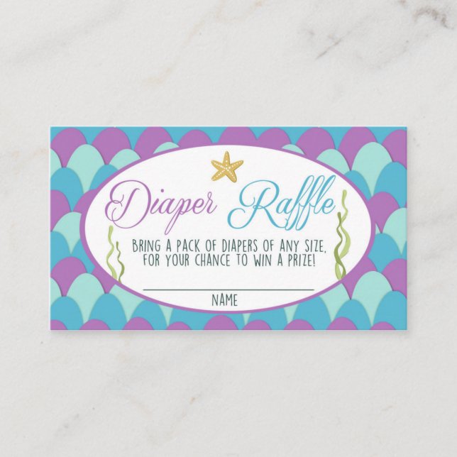 Tarjeta De Recepción Baby Shower Diaper Raffle Card Sirvienta Purple (Anverso)