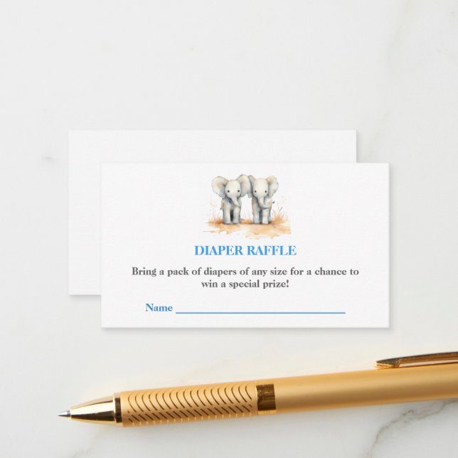 Tarjeta De Recepción Baby Shower Diaper Raffle Card – Twins Baby Shower (Anverso/Reverso In Situ)
