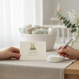 Tarjeta De Recepción Baby Shower Diaper Raffle Card with Teddy Bear
