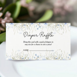 Tarjeta De Recepción Baby Shower Diaper Raffle, Chica de Cornflower Azu