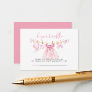 Tarjeta De Recepción Baby Shower Diaper Raffle, Chica de línea de ropa 