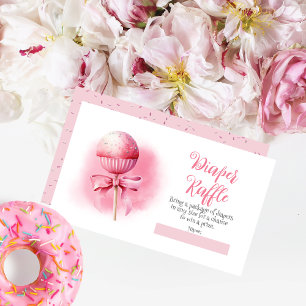 Tarjeta De Recepción Baby Shower Diaper Raffle, Chica pop de pasteles r
