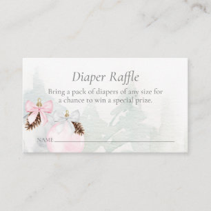 Tarjeta De Recepción Baby Shower Diaper Raffle, Chica rosado de inviern