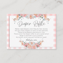 Tarjeta De Recepción Baby Shower Diaper Raffle | Coral Rosa Floral