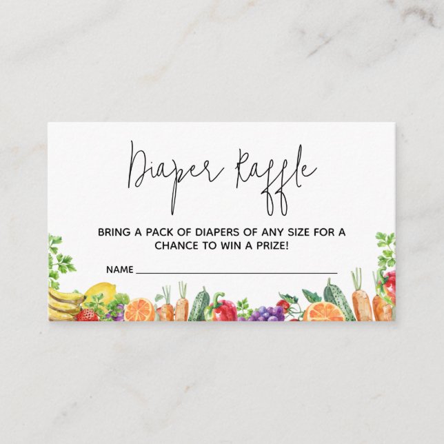 Tarjeta De Recepción Baby Shower Diaper Raffle de crecimiento local (Anverso)