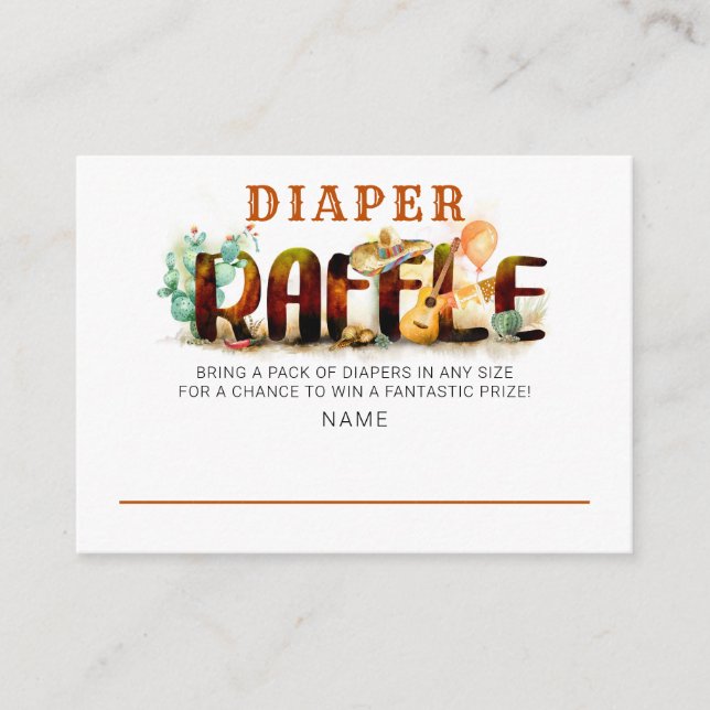 Tarjeta De Recepción Baby Shower Diaper Raffle de estilo mexicano (Anverso)