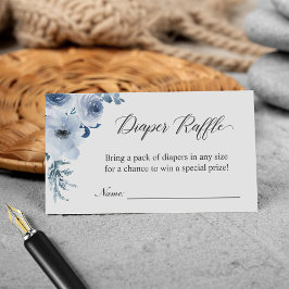 Tarjeta De Recepción Baby Shower Diaper Raffle Dusty Blue Floral