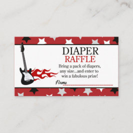 Tarjeta De Recepción Baby Shower Diaper Raffle, estrella de rock rojo