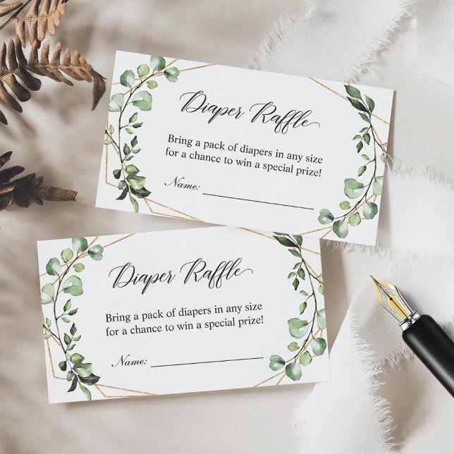 Tarjeta De Recepción Baby Shower Diaper Raffle Eucalyptus deja (Subido por el creador)