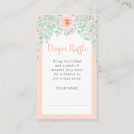 Tarjeta De Recepción Baby Shower Diaper Raffle Eucalyptus Floral Peach