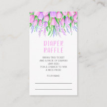 Baby Shower Diaper Raffle Floral Lavanda Tulips