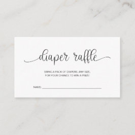 Tarjeta De Recepción Baby Shower Diaper Raffle, negro a mano