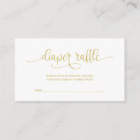 Baby Shower Diaper Raffle, oro con letra de mano