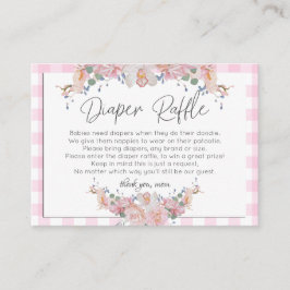 Tarjeta De Recepción Baby Shower Diaper Raffle | Rosa rosa floral