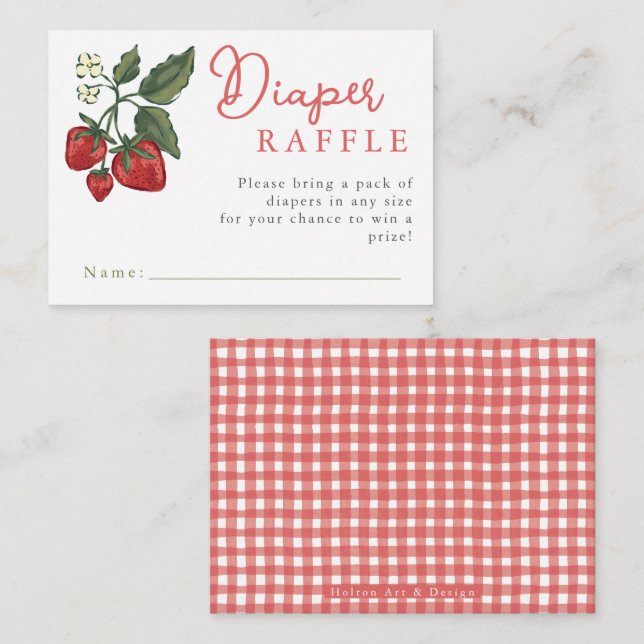 Tarjeta De Recepción Baby Shower Diaper Raffle Ticket Berry Theme (Anverso / Reverso)