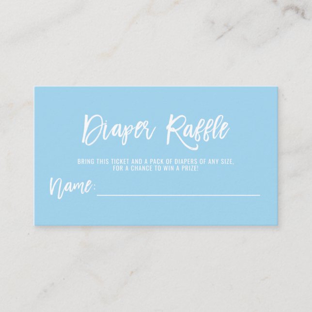 Tarjeta De Recepción BABY SHOWER DIAPER RAFFLE Ticket Blue BOY (Anverso)