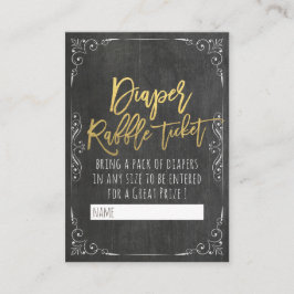 Tarjeta De Recepción Baby Shower Diaper Raffle Ticket Floral Chalkboard
