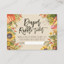 Tarjeta De Recepción Baby Shower Diaper Raffle Ticket Pumpkin Sunflower
