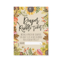 Baby Shower Diaper Raffle Ticket Pumpkin Sunflower