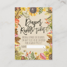 Tarjeta De Recepción Baby Shower Diaper Raffle Ticket Pumpkin Sunflower
