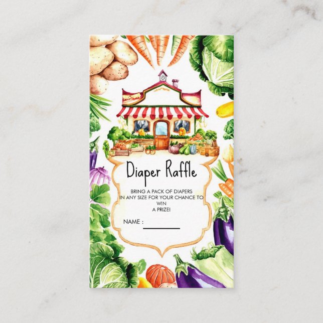 Tarjeta De Recepción Baby Shower, el mercado de pequeños agricultores (Anverso)