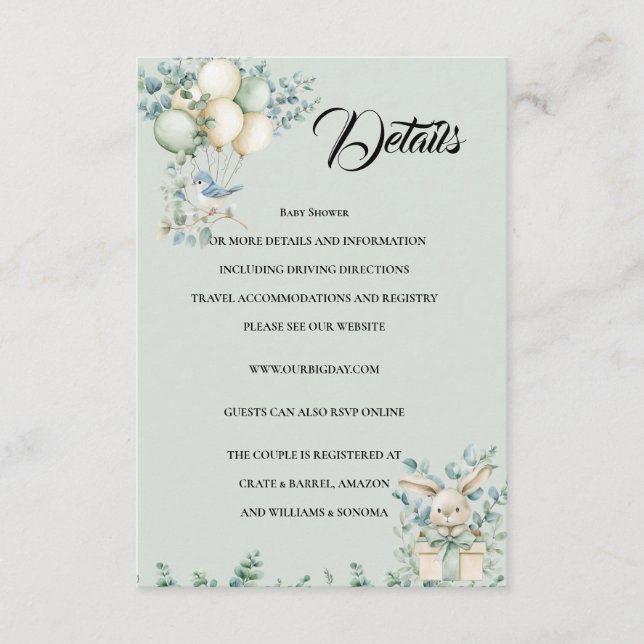 Tarjeta De Recepción Baby shower Enclosure Card Details (Anverso)