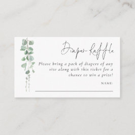 Tarjeta De Recepción Baby Shower Eucalyptus Script DIaper Raffle