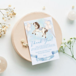 Tarjeta De Recepción Baby Shower Fairytale Pony Stars Blue Balloons